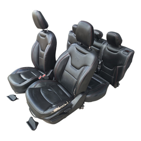 Jogo Banco Couro Jeep Compass 2018 2019 2020 Trailhawk Preto