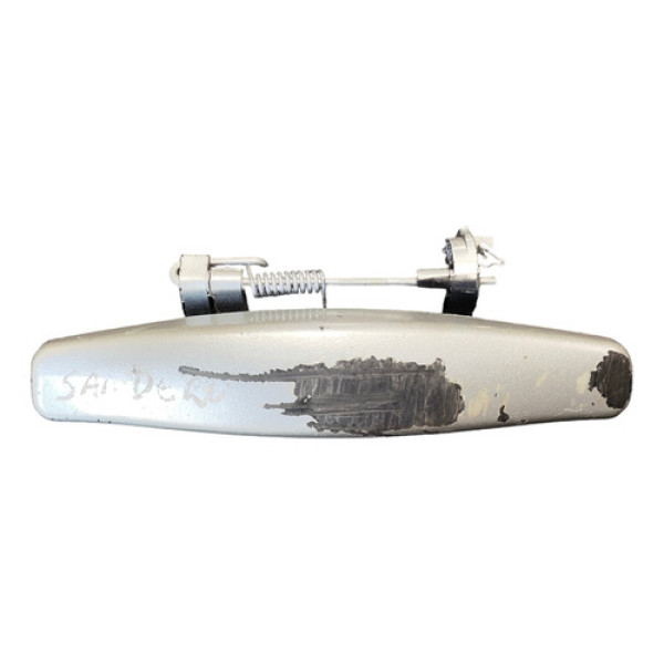 Maçaneta Dianteira Esquerda Renault Sandero 2007 A 2012 Prata Dianteira